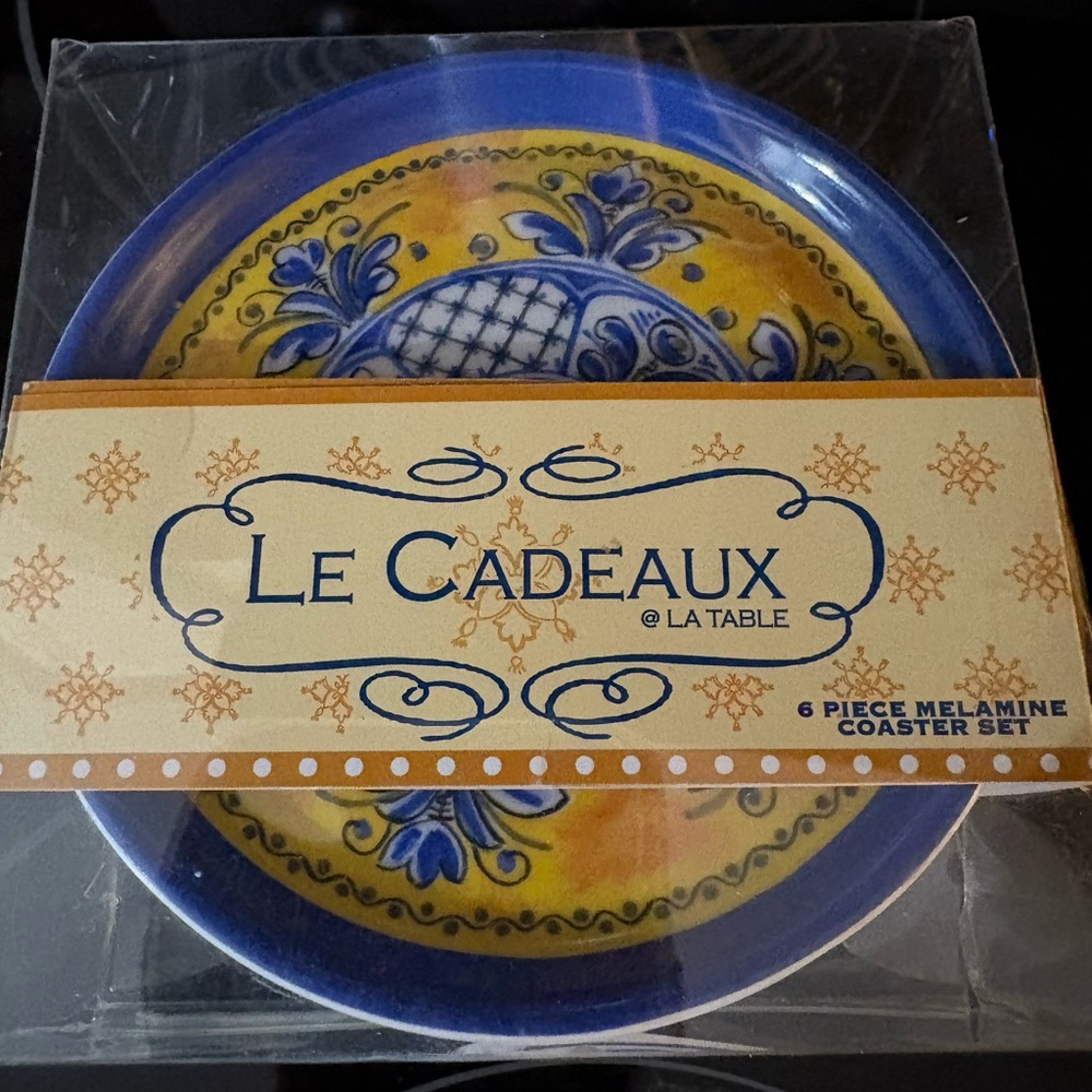 Blue and Yellow Melamine Coaster Set